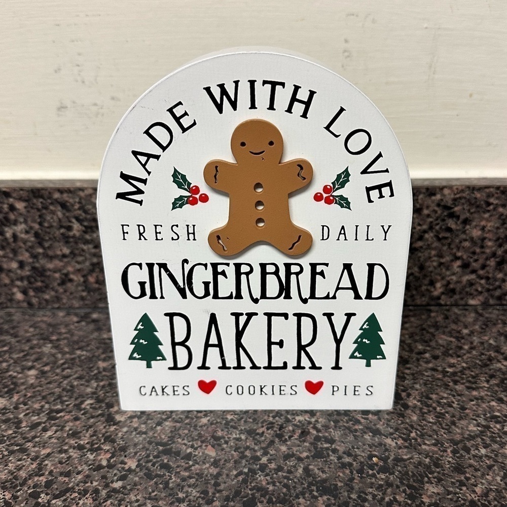 Christmas Made With Love Gingerbread Bakery Wood Decor